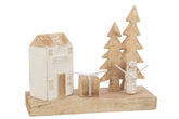 Deco Huis Cadeau Boom Nat/ W (40X12X30Cm) - (37883)